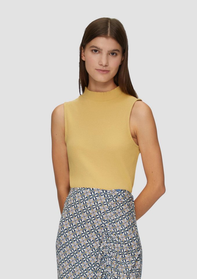 QS Muskelshirt T-Shirt Verkürztes Ripptop mit Turtleneck von QS