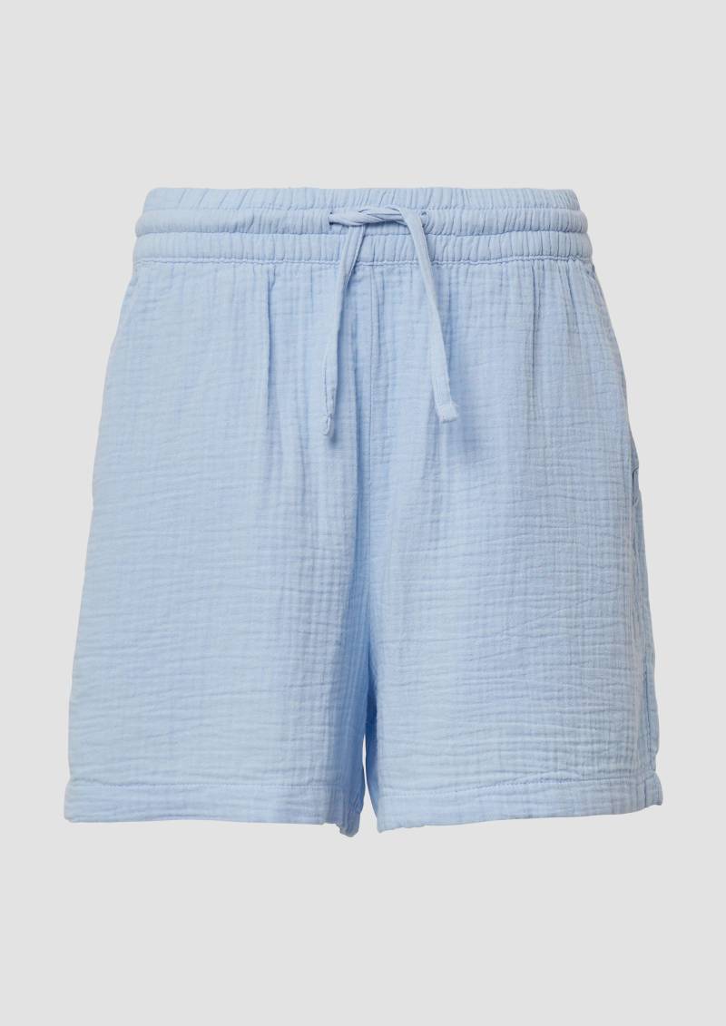 QS - Musselin-Shorts mit Elastikbund, Damen, blau von QS
