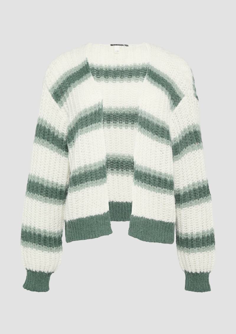 QS - Offene Strickjacke mit Blockstreifen, Damen, creme|grün|mehrfarbig QS - Offene Strickjacke mit Blockstreifen, Damen, creme|grün|mehrfarbig von QS