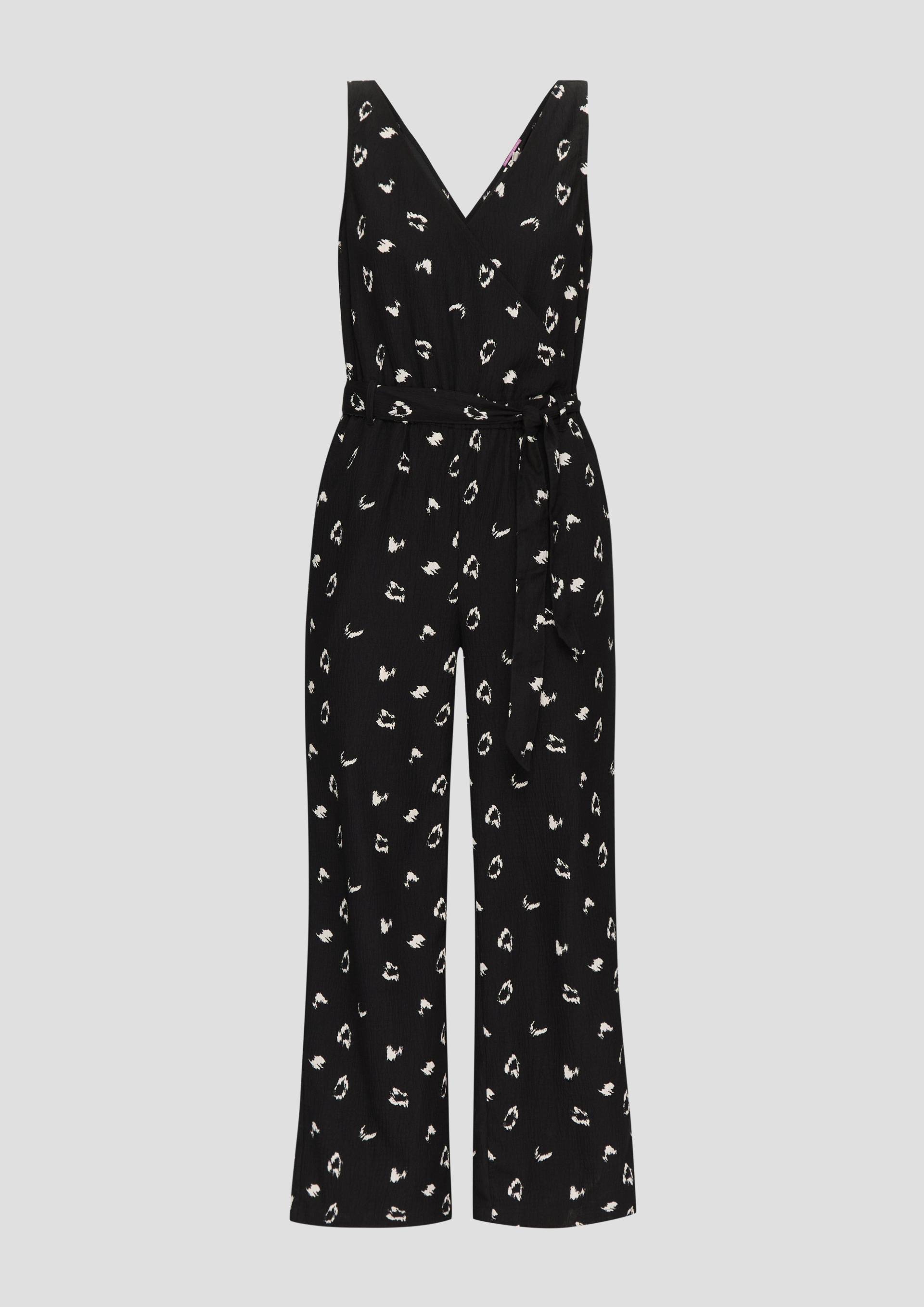 QS - Ärmelloser Jumpsuit mit Eingrifftaschen und Bindeband, Damen, schwarz von QS