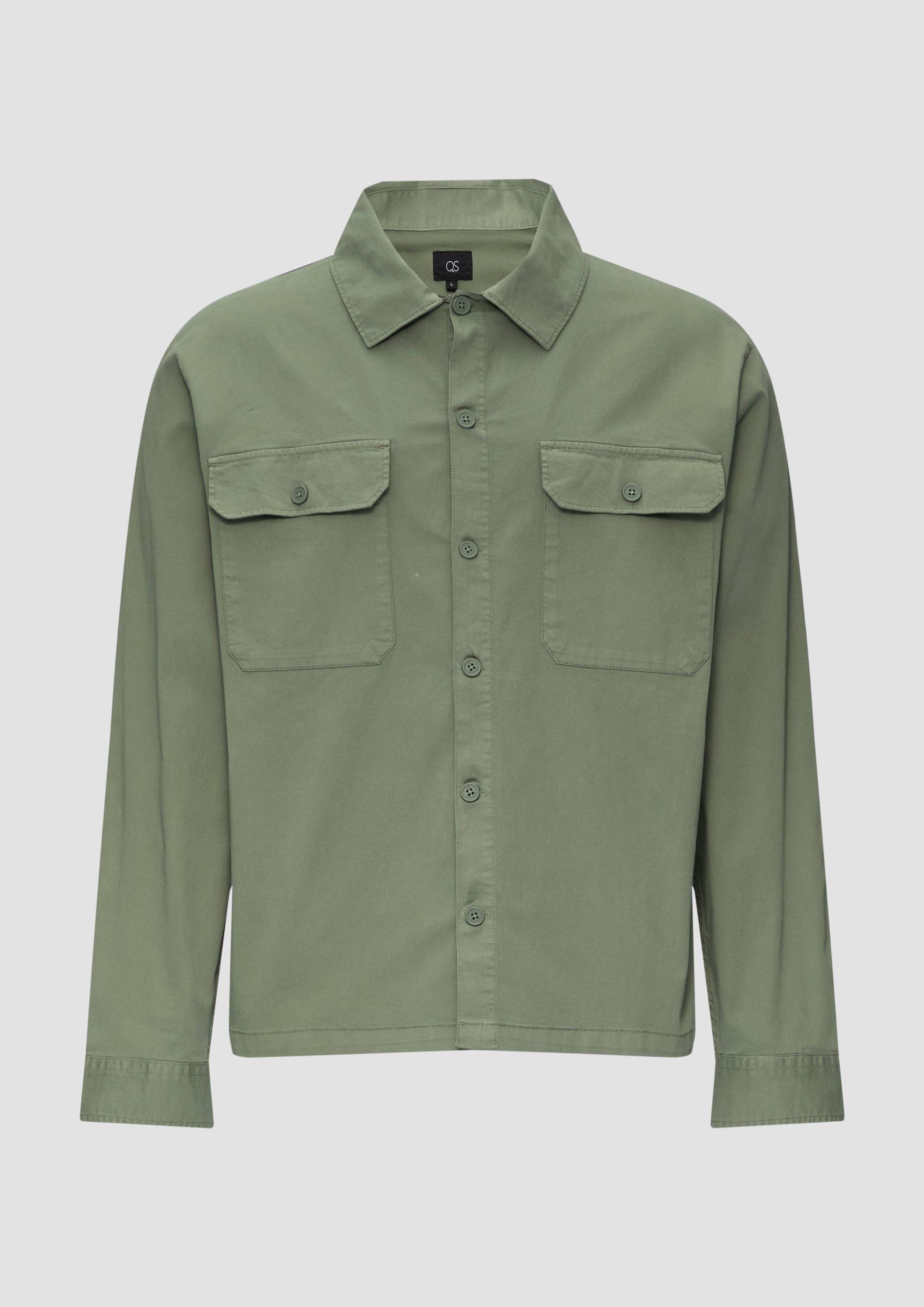 QS - Overshirt aus Baumwollstretch im Relaxed Fit, Herren, Grün von QS