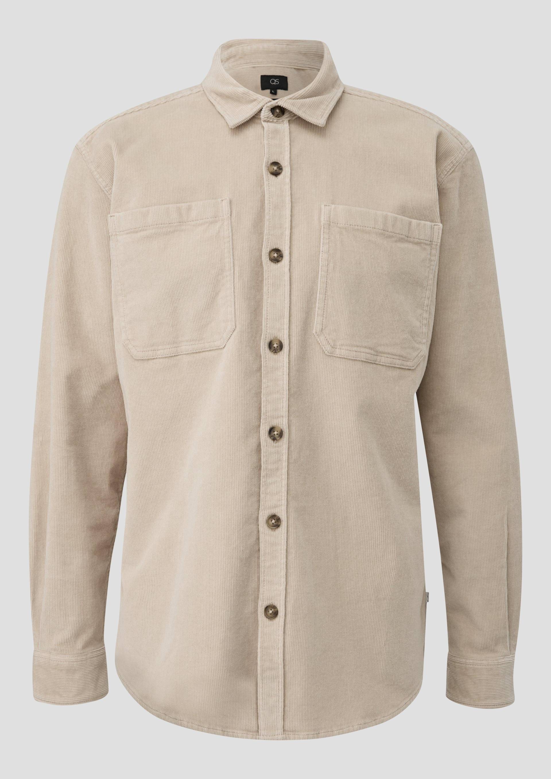 QS - Overshirt aus Cord mit aufgestetzten Taschen, Herren, Beige von QS