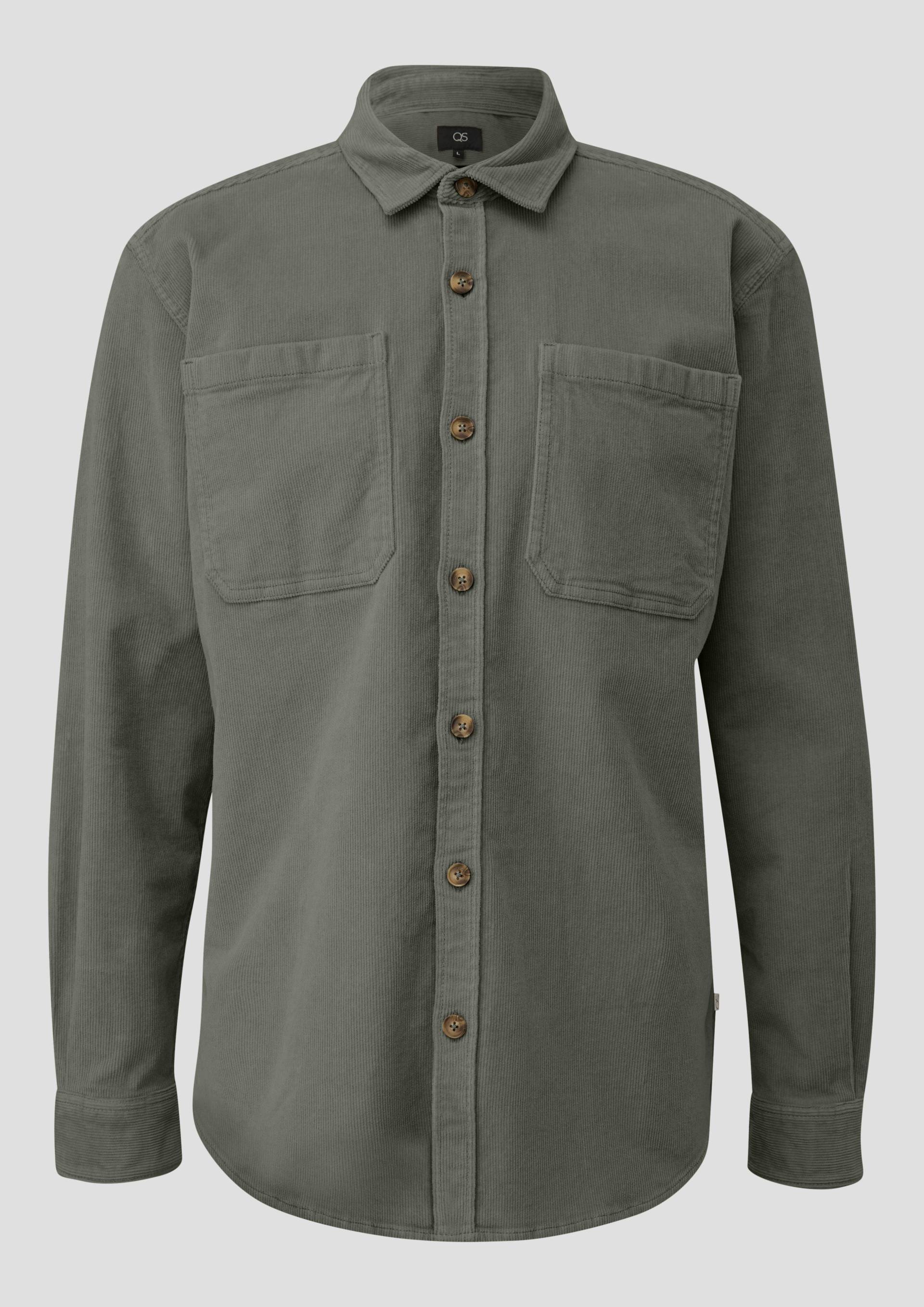 QS - Overshirt aus Cord mit aufgestetzten Taschen, Herren, Grün von QS