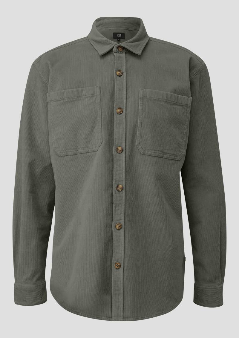 QS - Overshirt aus Cord mit aufgestetzten Taschen, Herren, Grün von QS