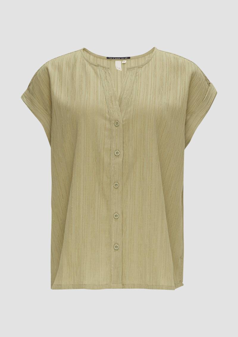 QS - Oversize-Bluse mit Strukturmuster, Damen, Grün von QS