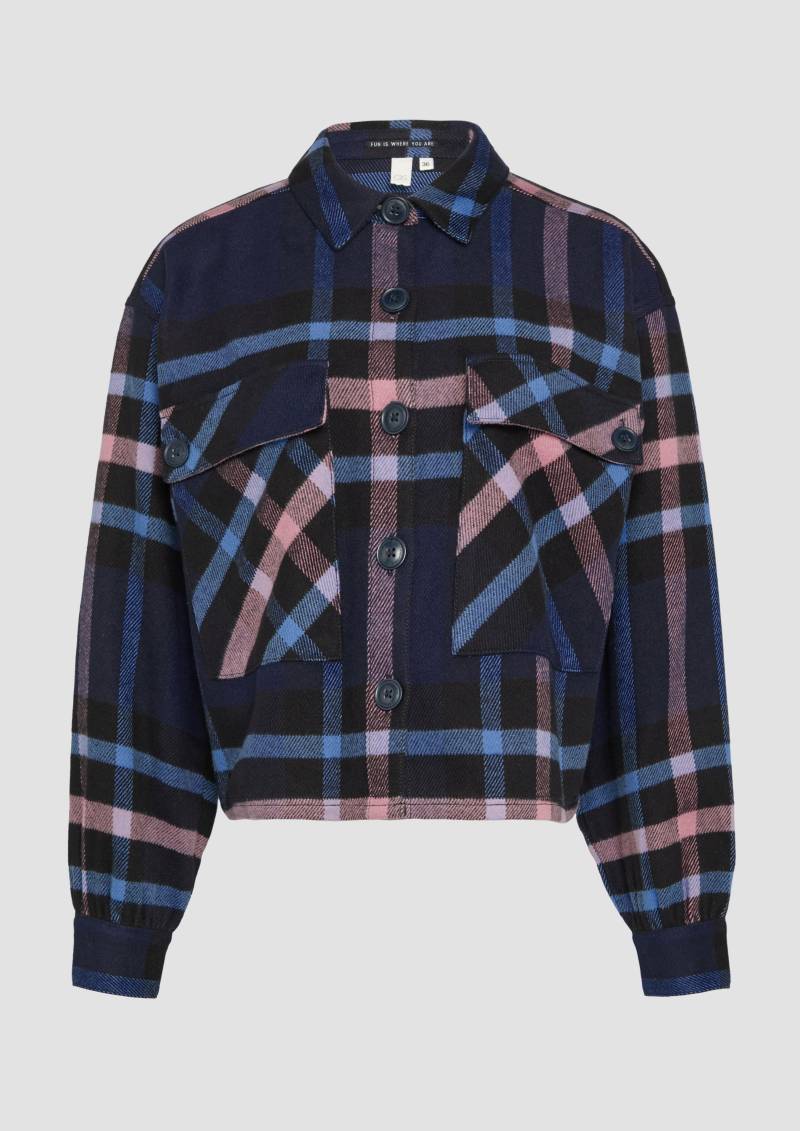 QS - Cropped Overshirt aus Flanell, Damen, blau von QS