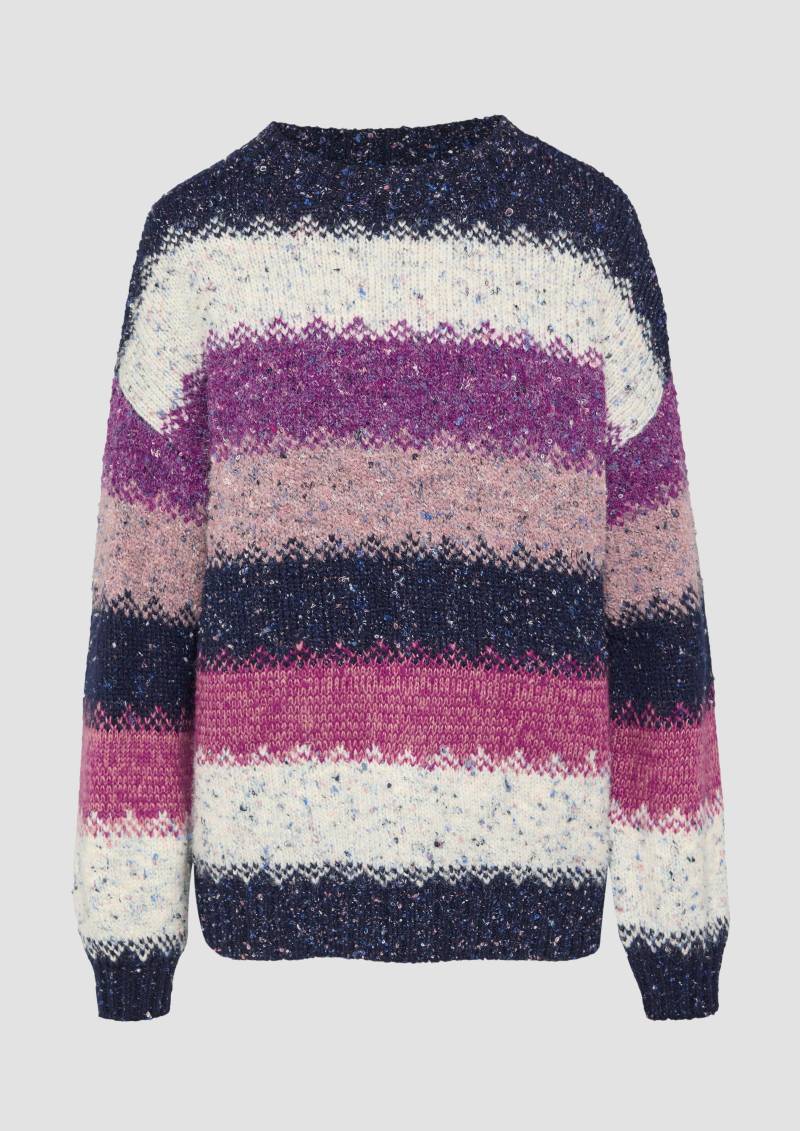 QS - Oversize Pullover mit mehrfarbigem Streifenmuster, Damen, blau von QS