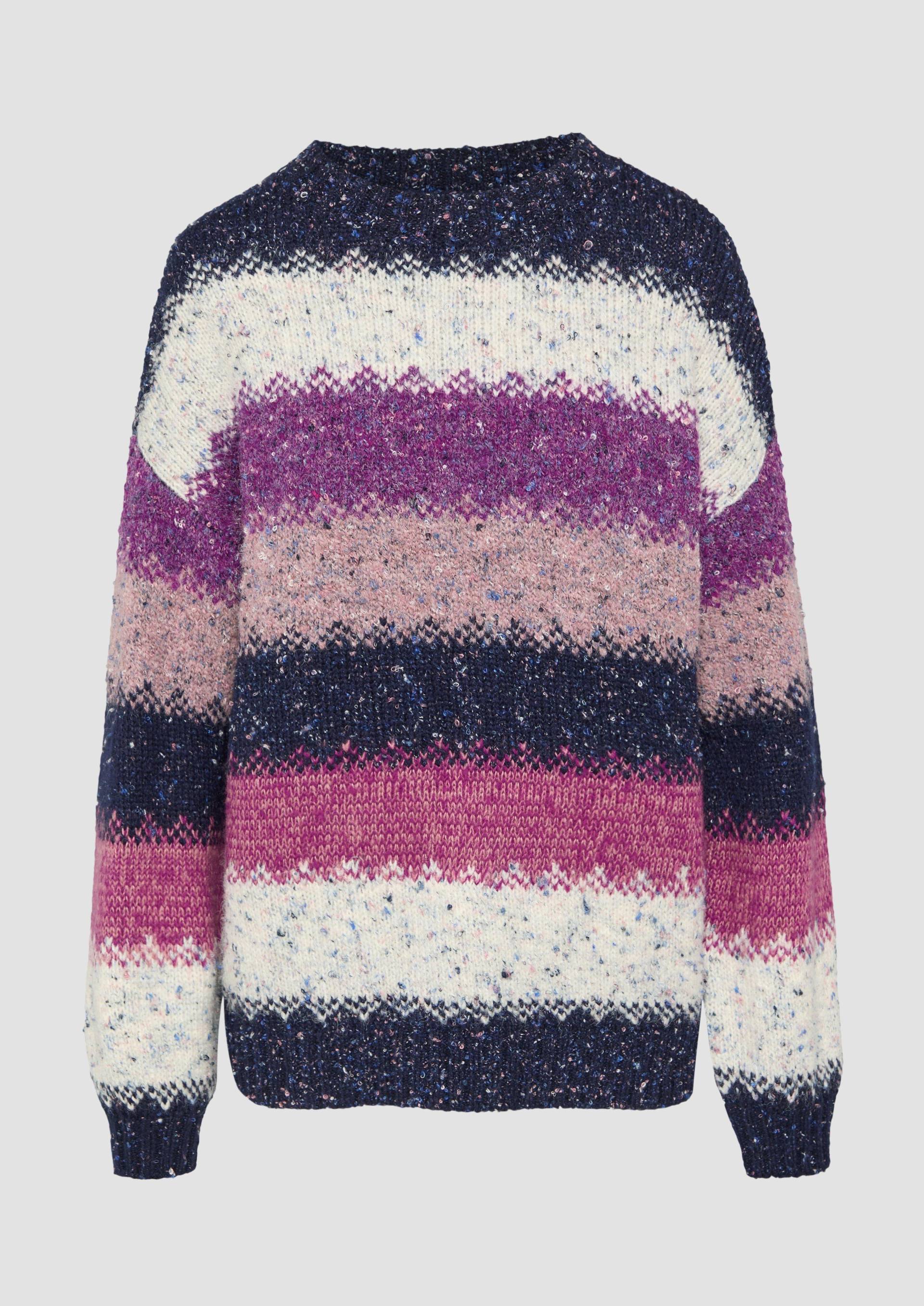 QS - Oversize Pullover mit mehrfarbigem Streifenmuster, Damen, blau QS - Oversize Pullover mit mehrfarbigem Streifenmuster, Damen, blau von QS