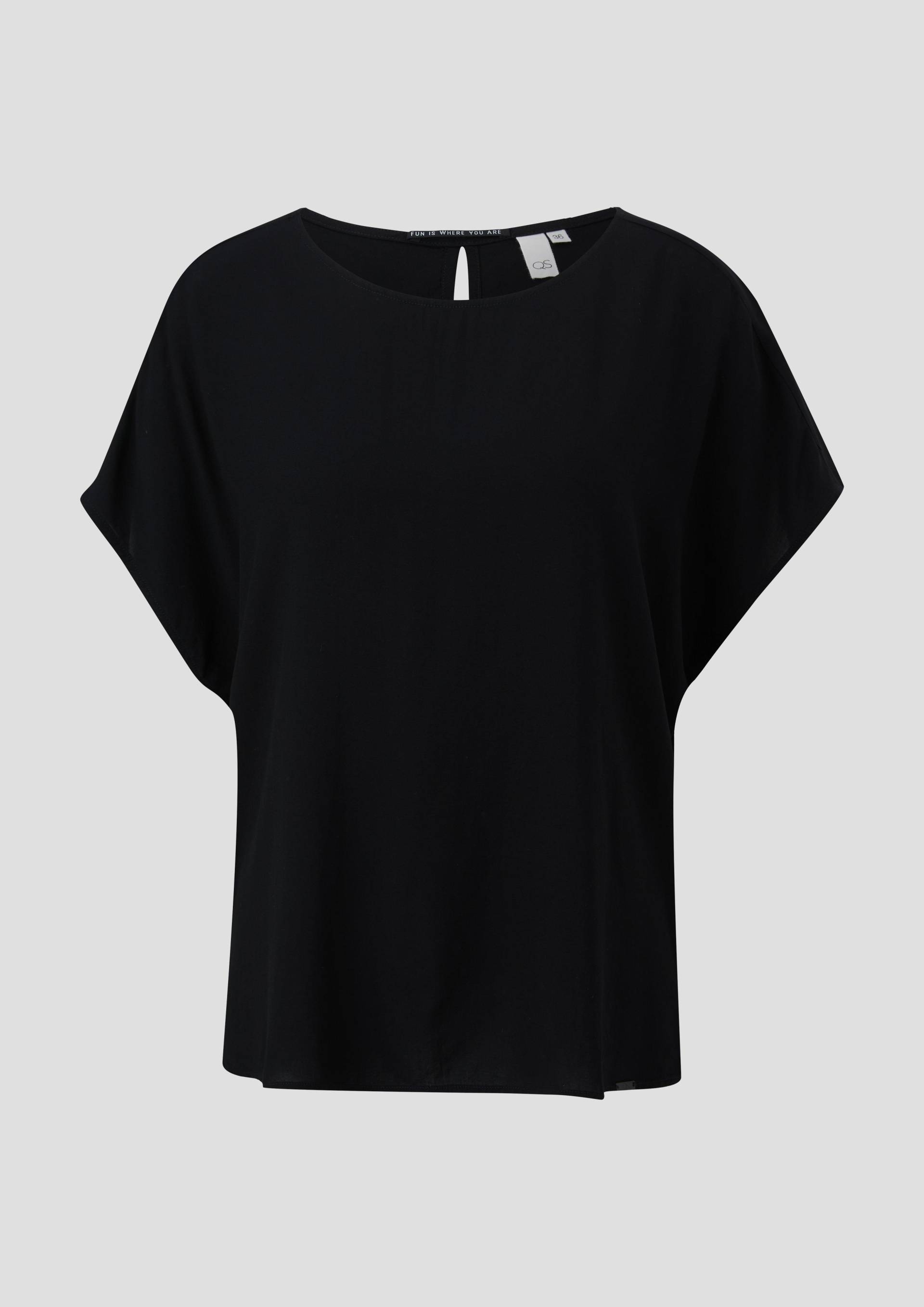 QS - Oversized Viskose-Bluse mit verlängertem Rückenteil, Damen, schwarz QS - Oversized Viskose-Bluse mit verlängertem Rückenteil, Damen, schwarz von QS