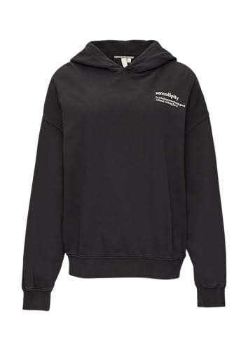 QS Oversized-Kapuzensweatshirt mit Waschung schwarz S von QS