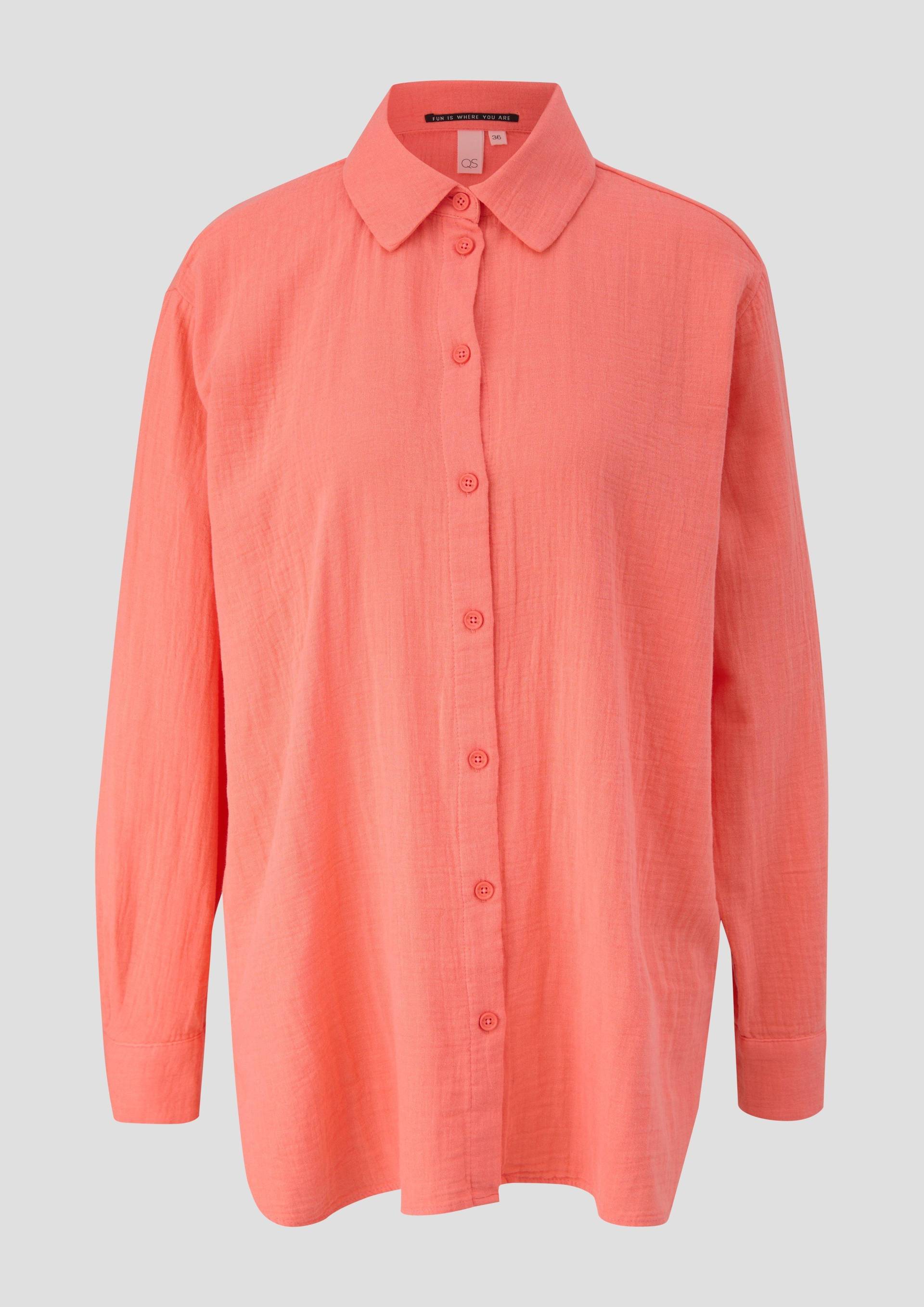 QS - Hemdbluse aus Musselin im Oversized-Schnitt, Damen, Orange von QS