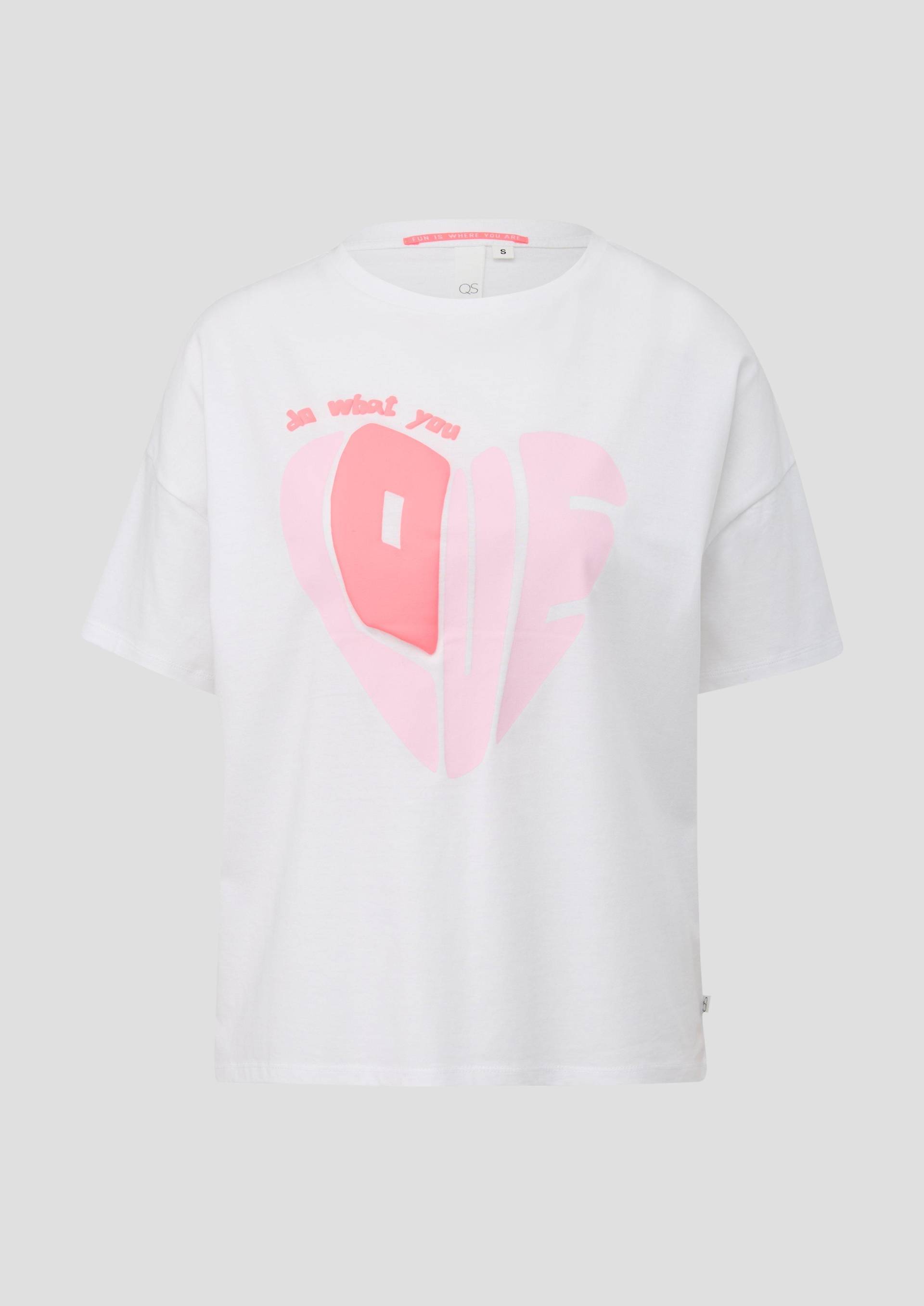 QS - Oversized T-Shirt mit Print-Detail, Damen, weiß von QS