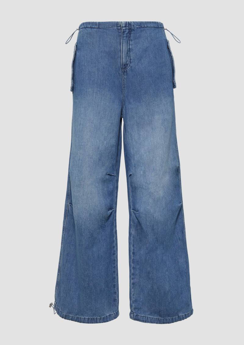 QS - Parachute-Jeans / Loose Fit / Mid Rise / Wide Leg, Damen, blau von QS