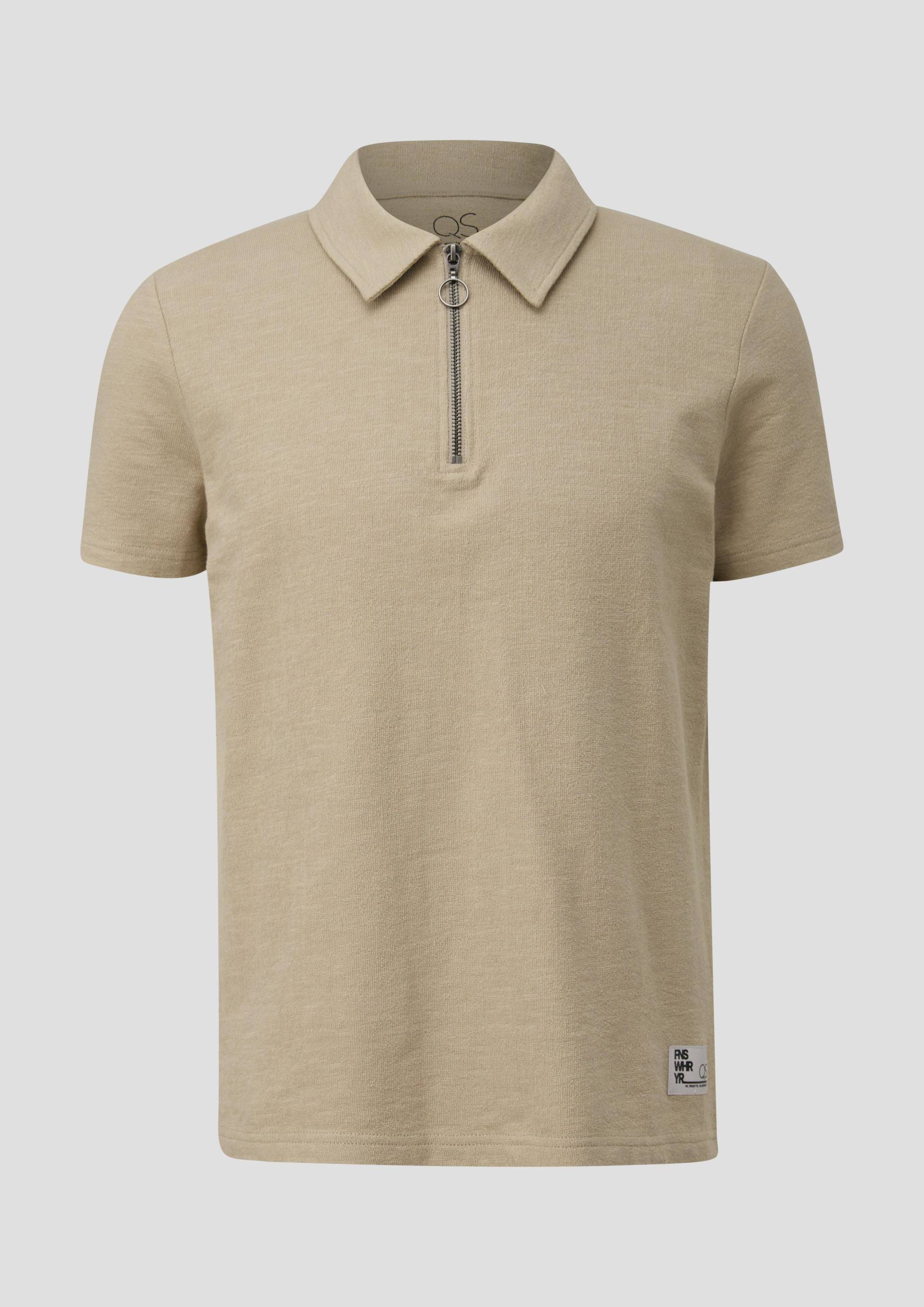 QS - Poloshirt mit Reißverschluss, Herren, Beige von QS