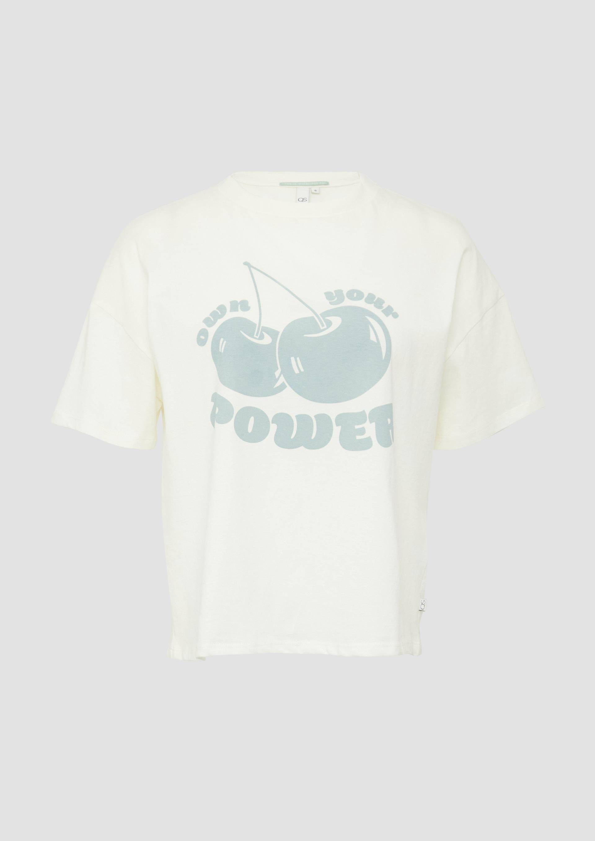 QS - Printshirt mit überschnittener Schulter, Damen, creme von QS