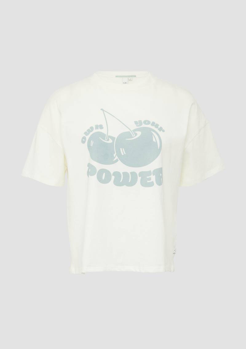 QS - Printshirt mit überschnittener Schulter, Damen, creme von QS