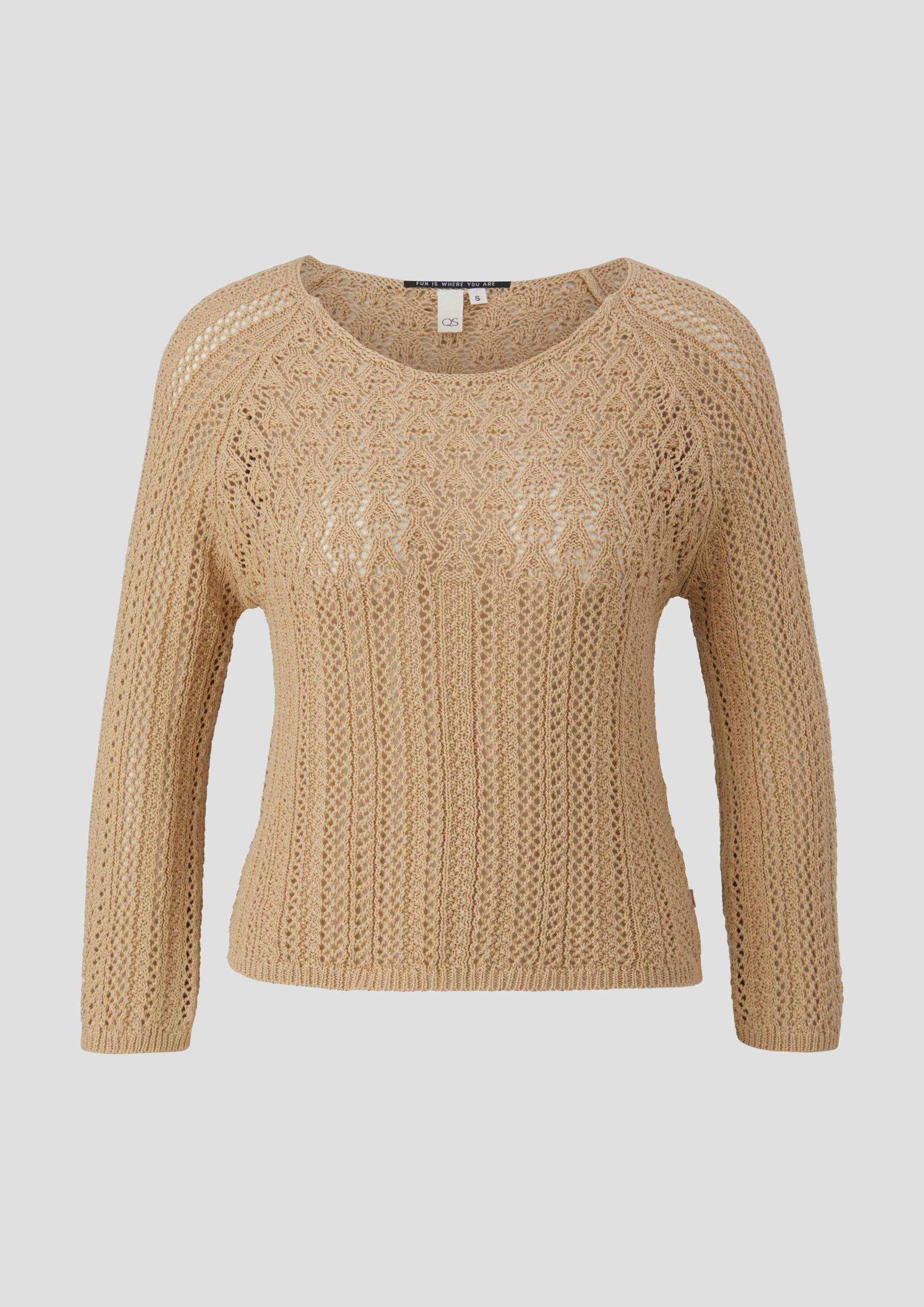 QS - Pullover aus Ajourstrick, Damen, Beige von QS