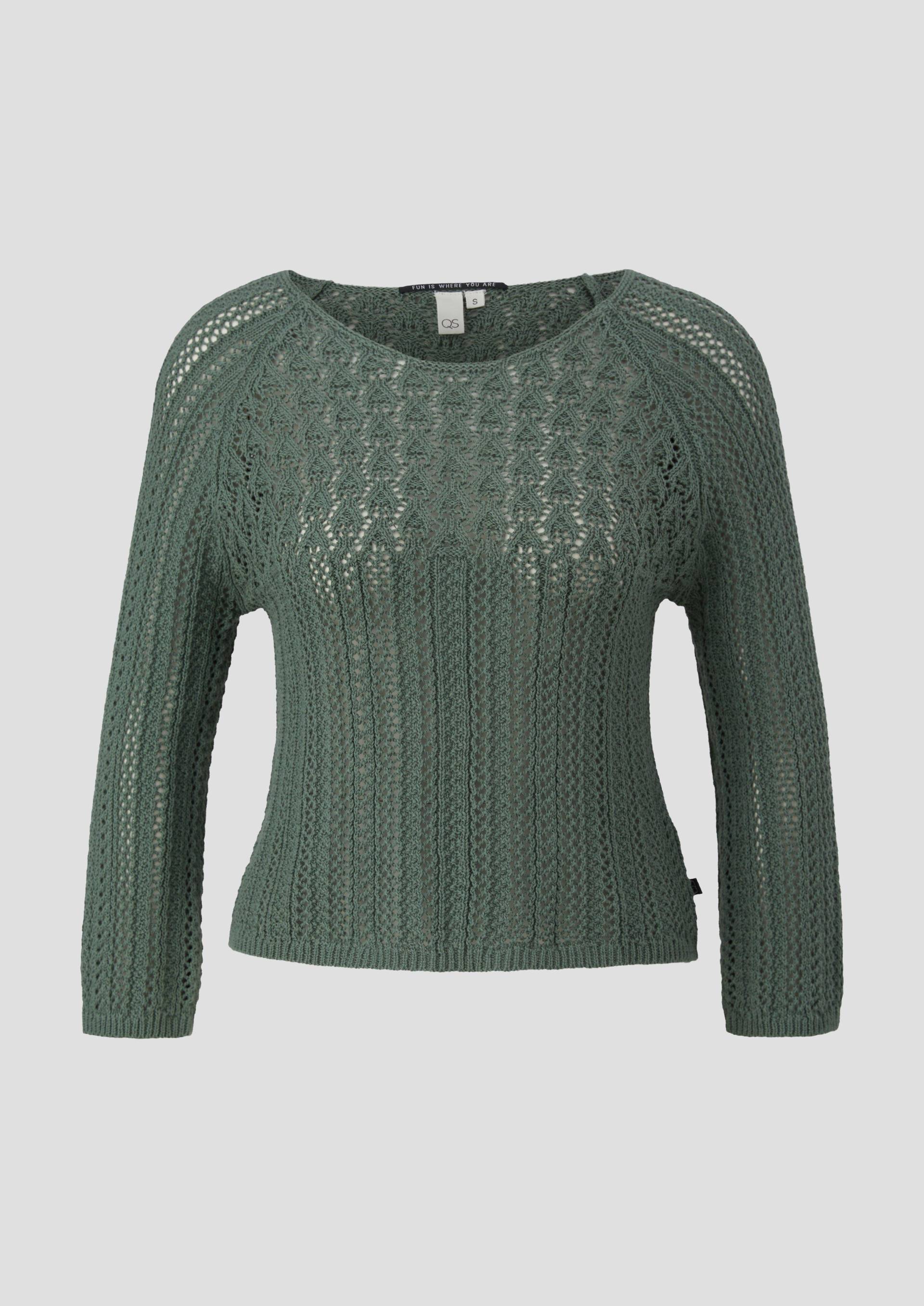 QS - Pullover aus Ajourstrick, Damen, Grün von QS