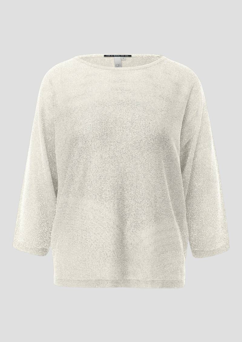 QS - Pullover in Glitzeroptik, Damen, creme von QS