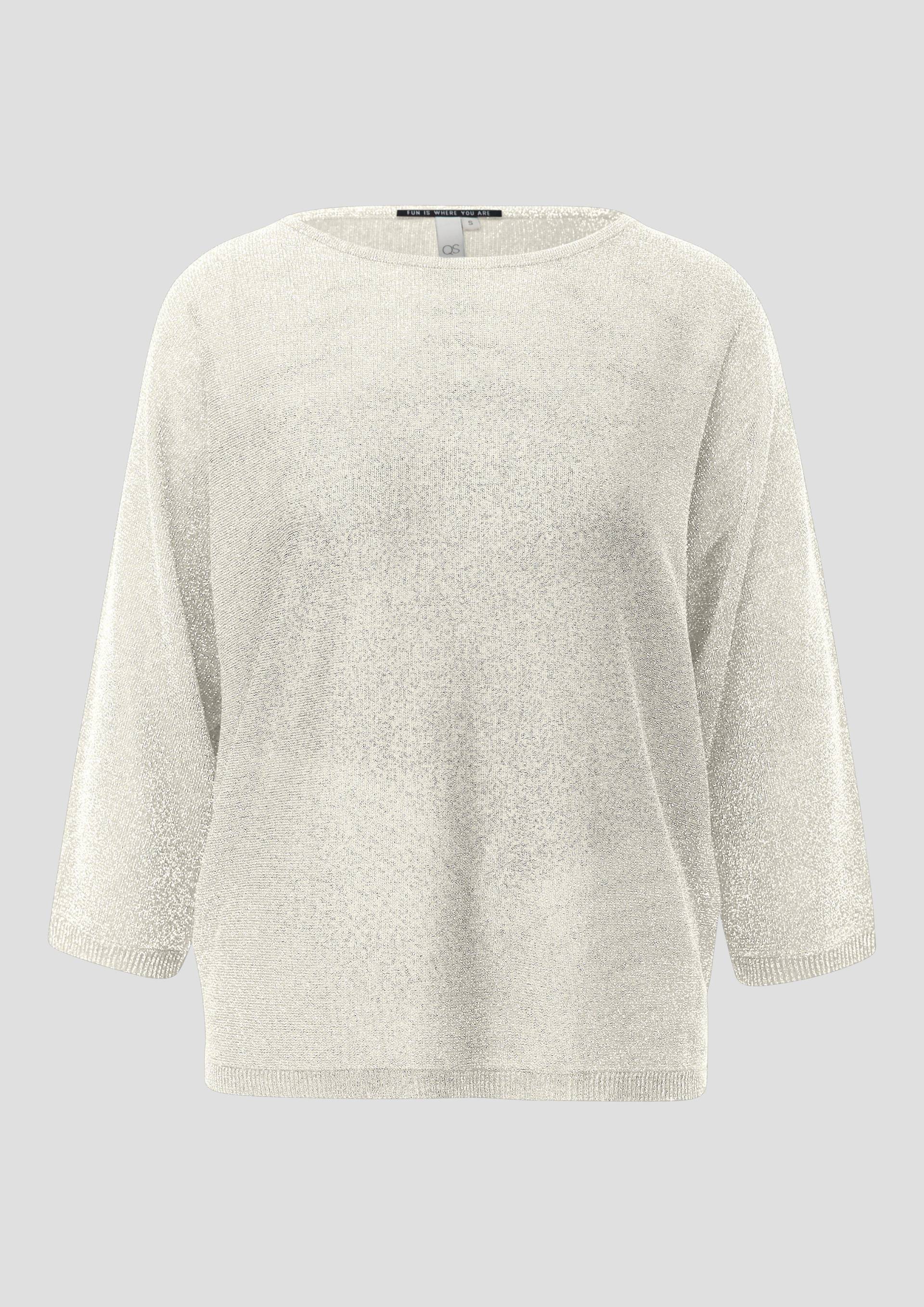 QS - Pullover in Glitzeroptik, Damen, creme von QS