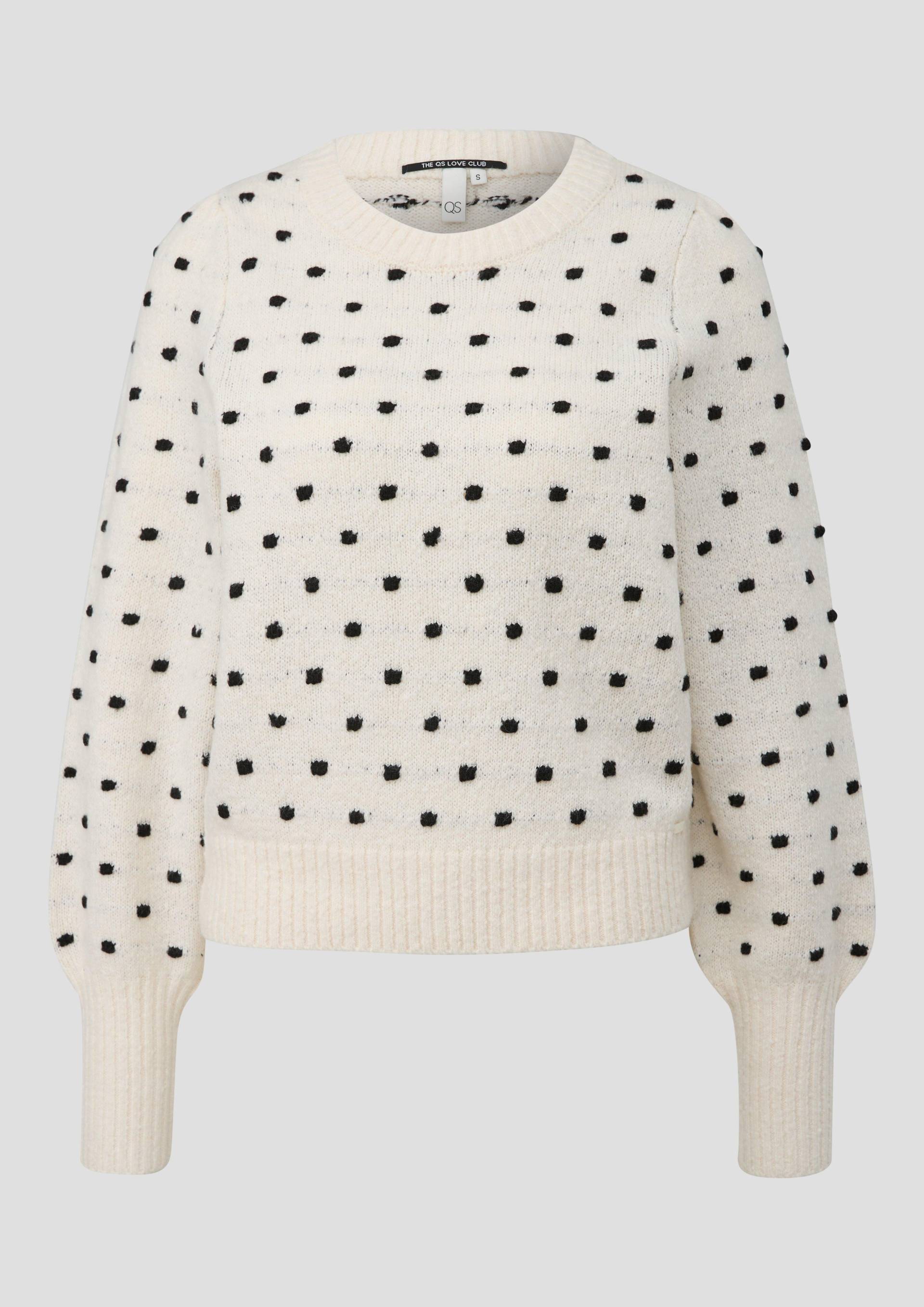 QS - Pullover mit Puffärmel und Punktemuster, Damen, creme QS - Pullover mit Puffärmel und Punktemuster, Damen, creme von QS