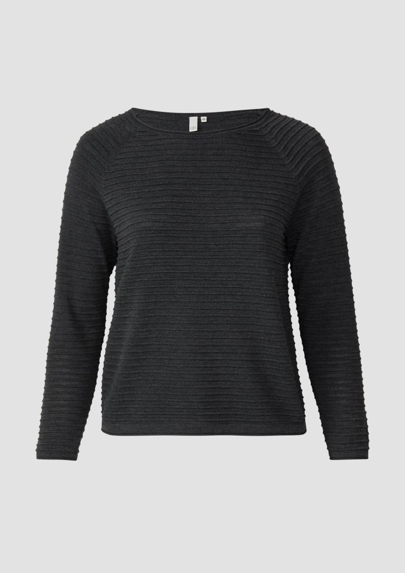 QS - Pullover mit Strukturmuster aus Viskosemix, Damen, schwarz von QS