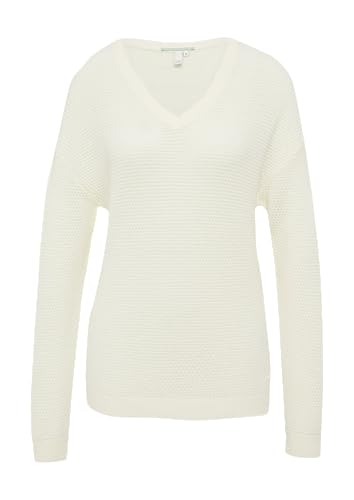 QS Pullover mit Strukturmuster und V-Ausschnitt Creme M von QS