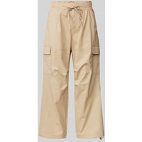 QS Regular Fit Cargohose mit elastischem Bund in Beige, Größe 38 von QS