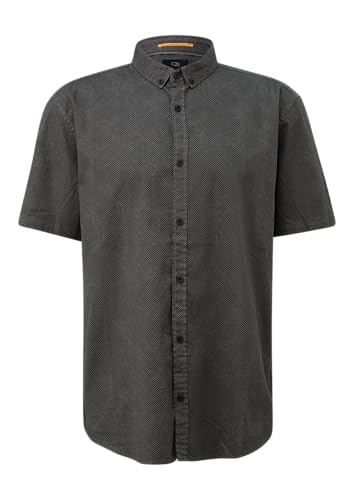 QS Regular Fit: Gewaschenes Hemd mit All-Over-Print schwarz XL von QS