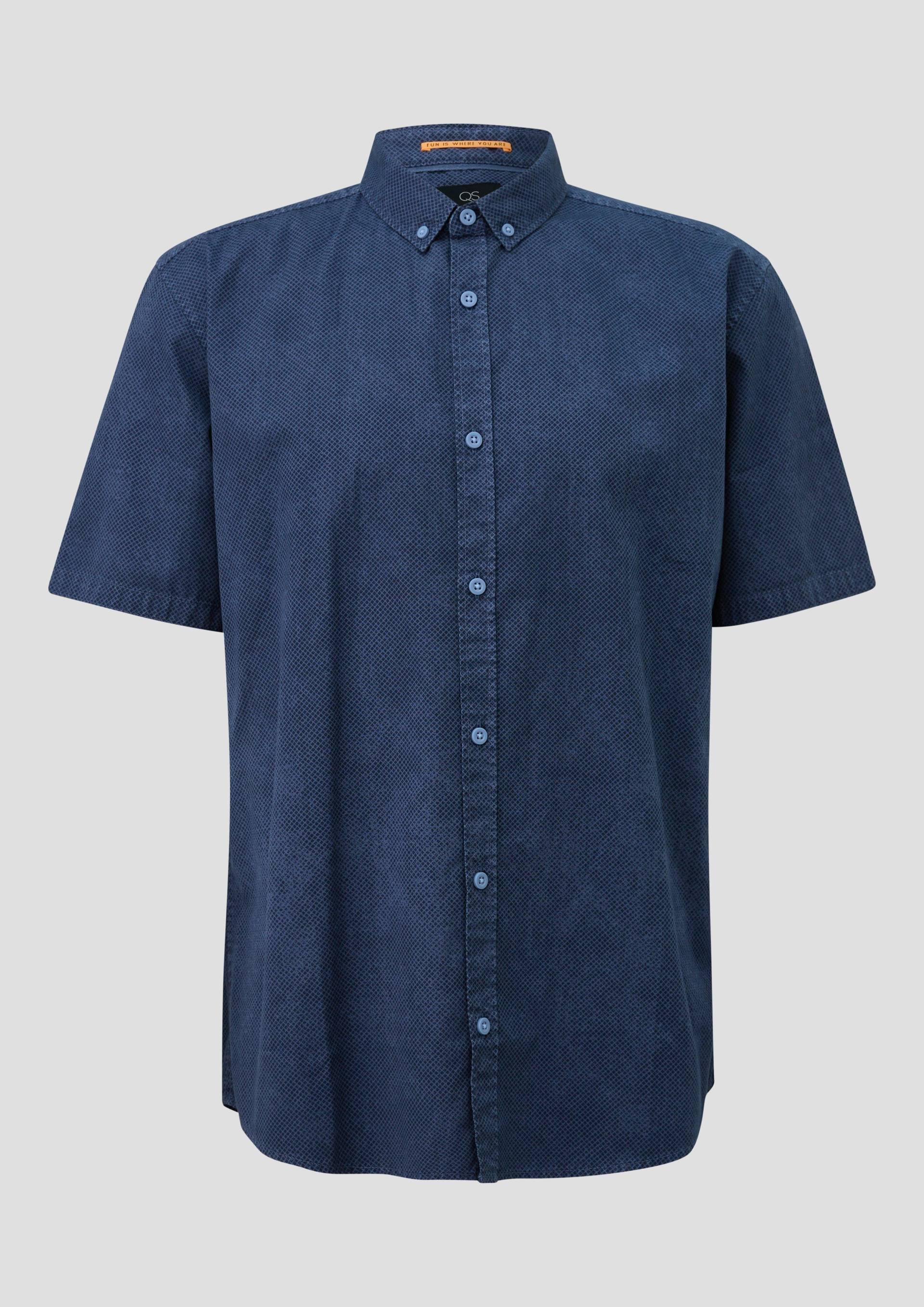 QS - Regular Fit: Gewaschenes Hemd mit All-over-Print, Herren, blau QS - Regular Fit: Gewaschenes Hemd mit All-over-Print, Herren, blau von QS