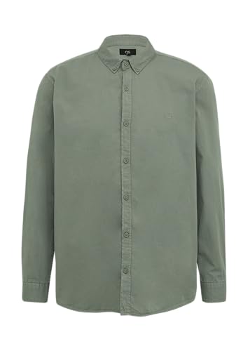 QS Regular Fit: Gewaschenes Twillhemd mit Logostickerei Dunkles salbeigrün L von QS