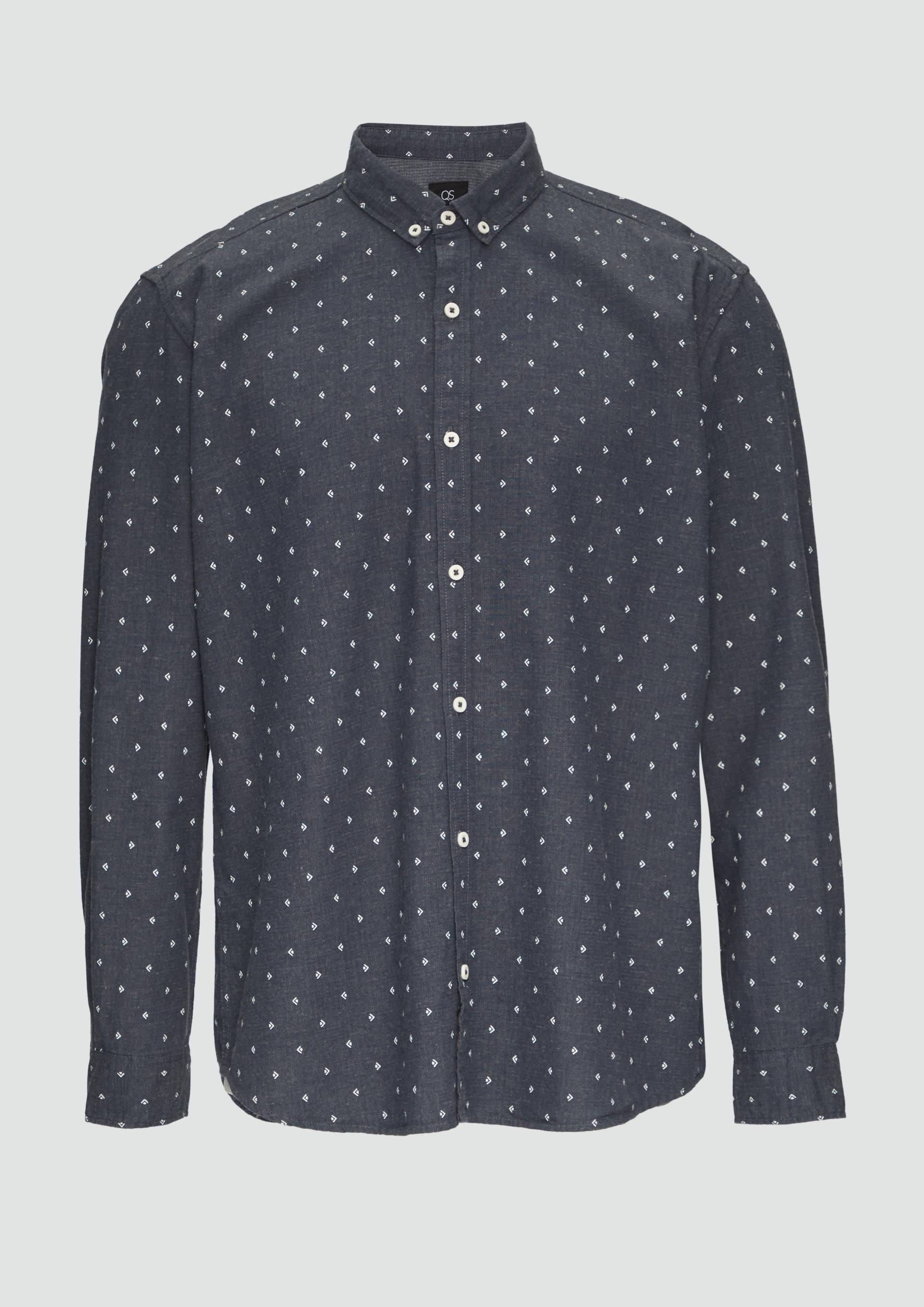 QS - Regular Fit: Hemd mit All-over-Print und Button-Down-Kragen, Herren, blau von QS