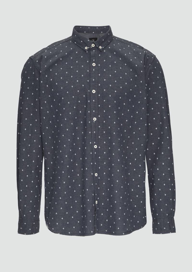 QS - Regular Fit: Hemd mit All-over-Print und Button-Down-Kragen, Herren, blau QS - Regular Fit: Hemd mit All-over-Print und Button-Down-Kragen, Herren, blau von QS