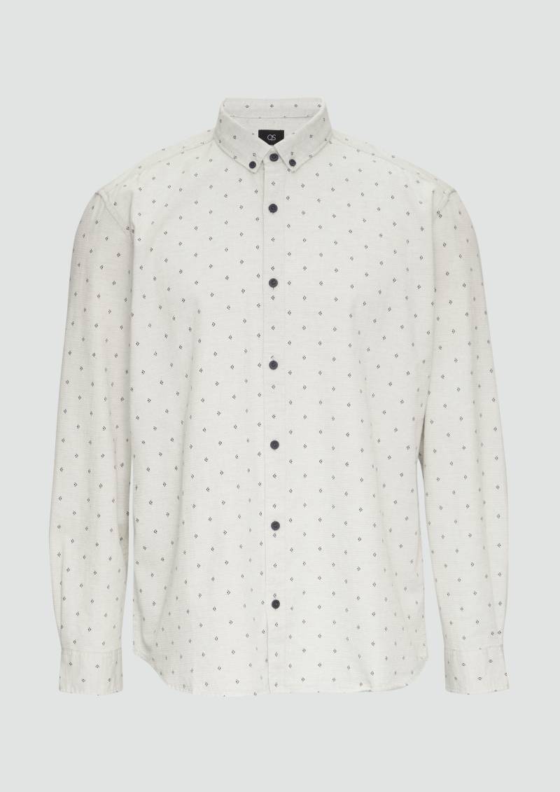 QS - Regular Fit: Hemd mit All-over-Print und Button-Down-Kragen, Herren, creme von QS
