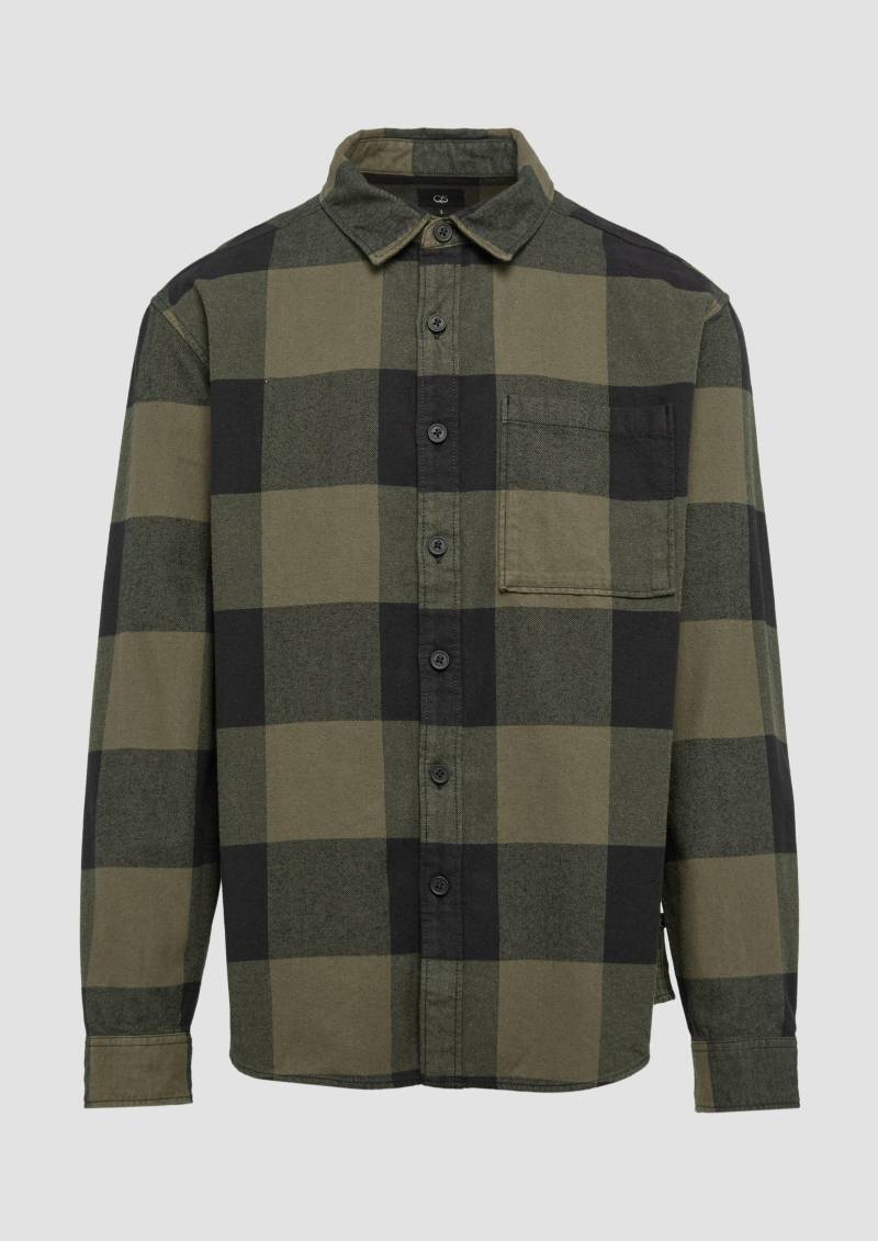 QS - Relaxed Fit: Flanellhemd mit Brusttasche, Herren, Grün von QS