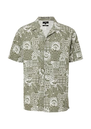 QS Resort Fit: Baumwollhemd mit All-Over-Print helles olivgrün M von QS