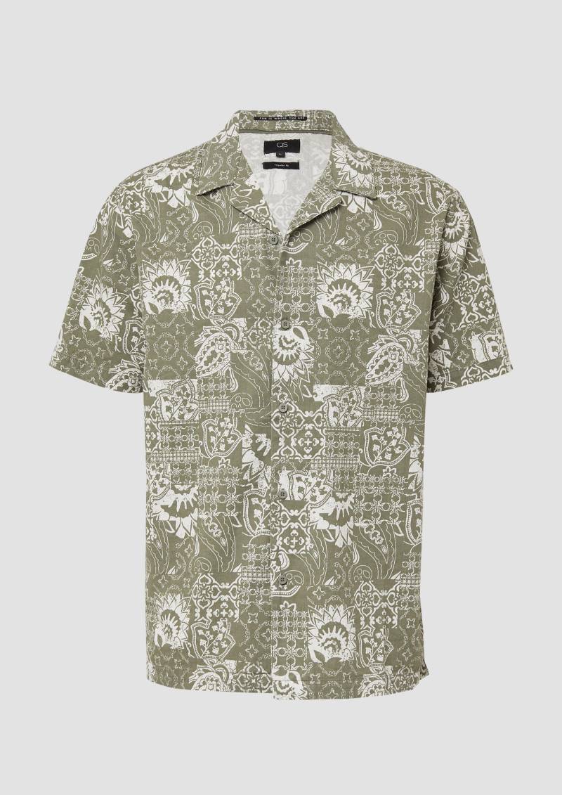 QS - Resort Fit: Baumwollhemd mit All-over-Print, Herren, grün von QS
