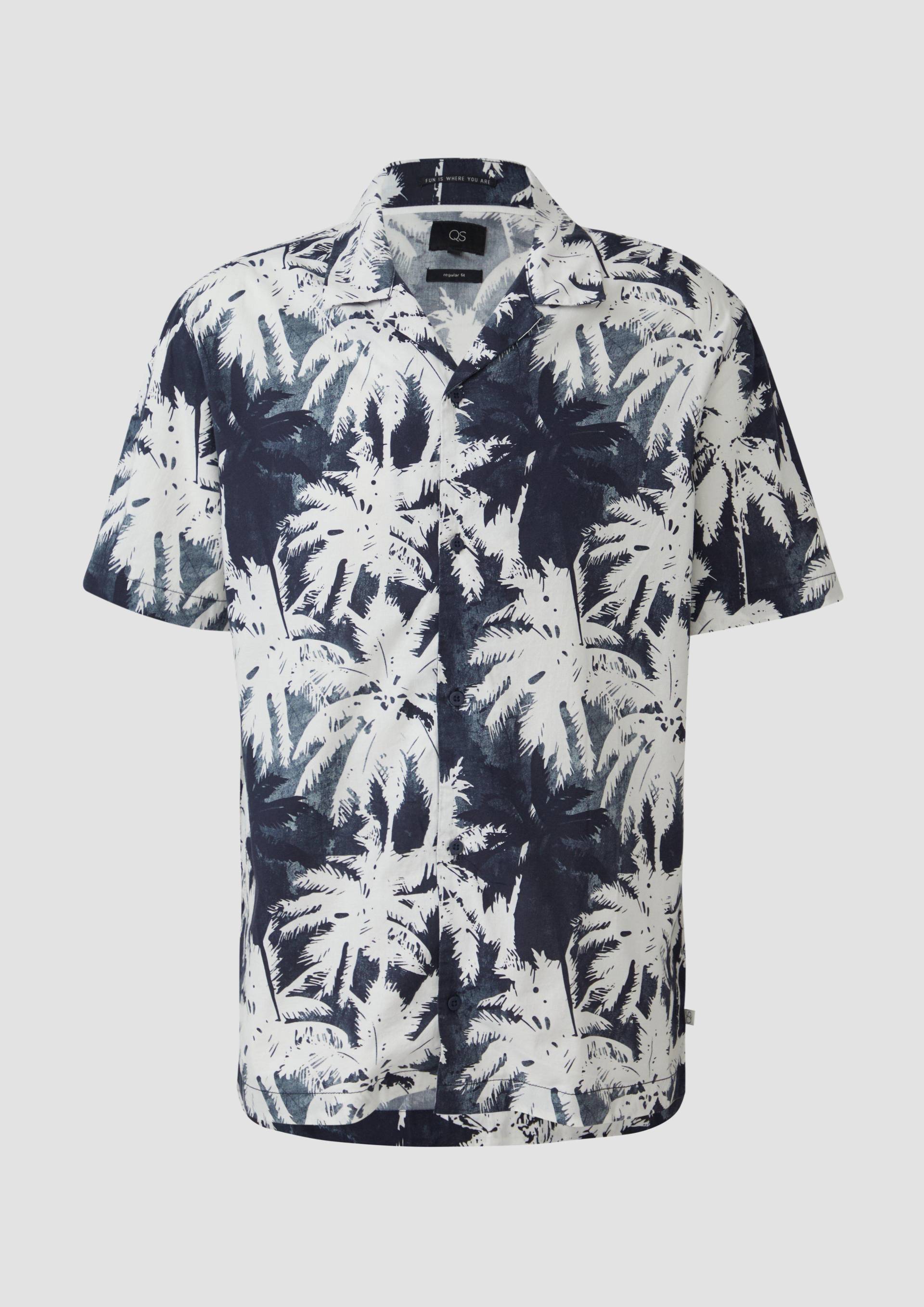 QS - Resort Fit: Hemd mit All-over-Print, Herren, blau|weiß von QS