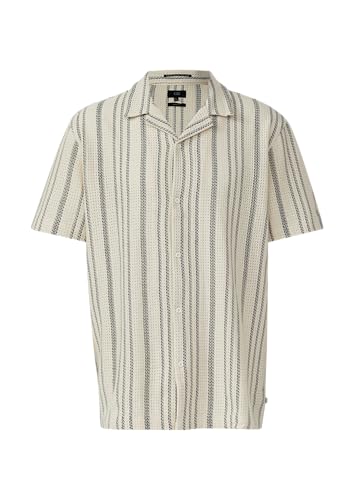 QS Resort Fit: Kurzarmhemd mit Strukturstreifen Creme M von QS