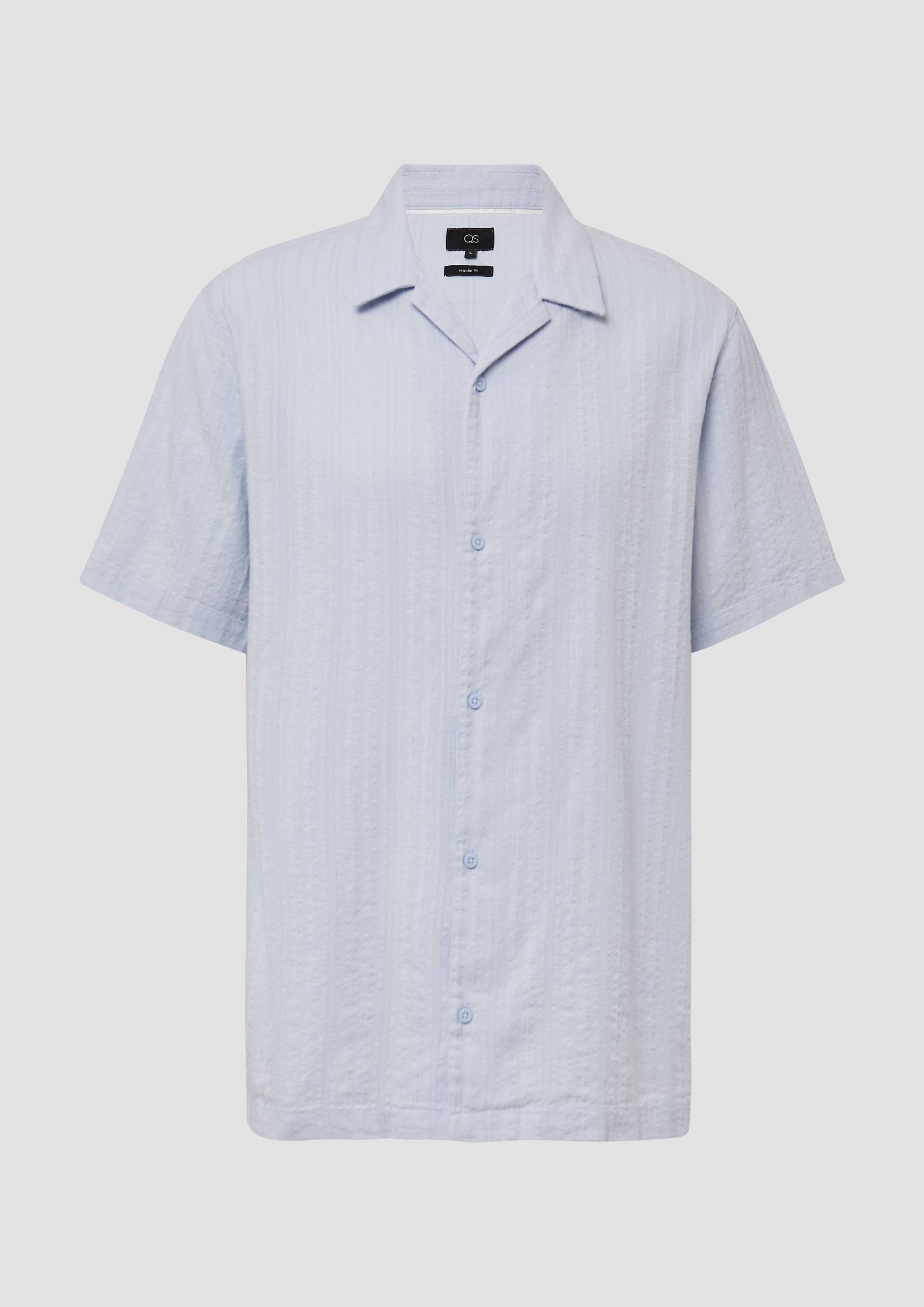 QS - Resorthemd in strukturierter Ware mit Seersucker-Effekt, Herren, blau von QS