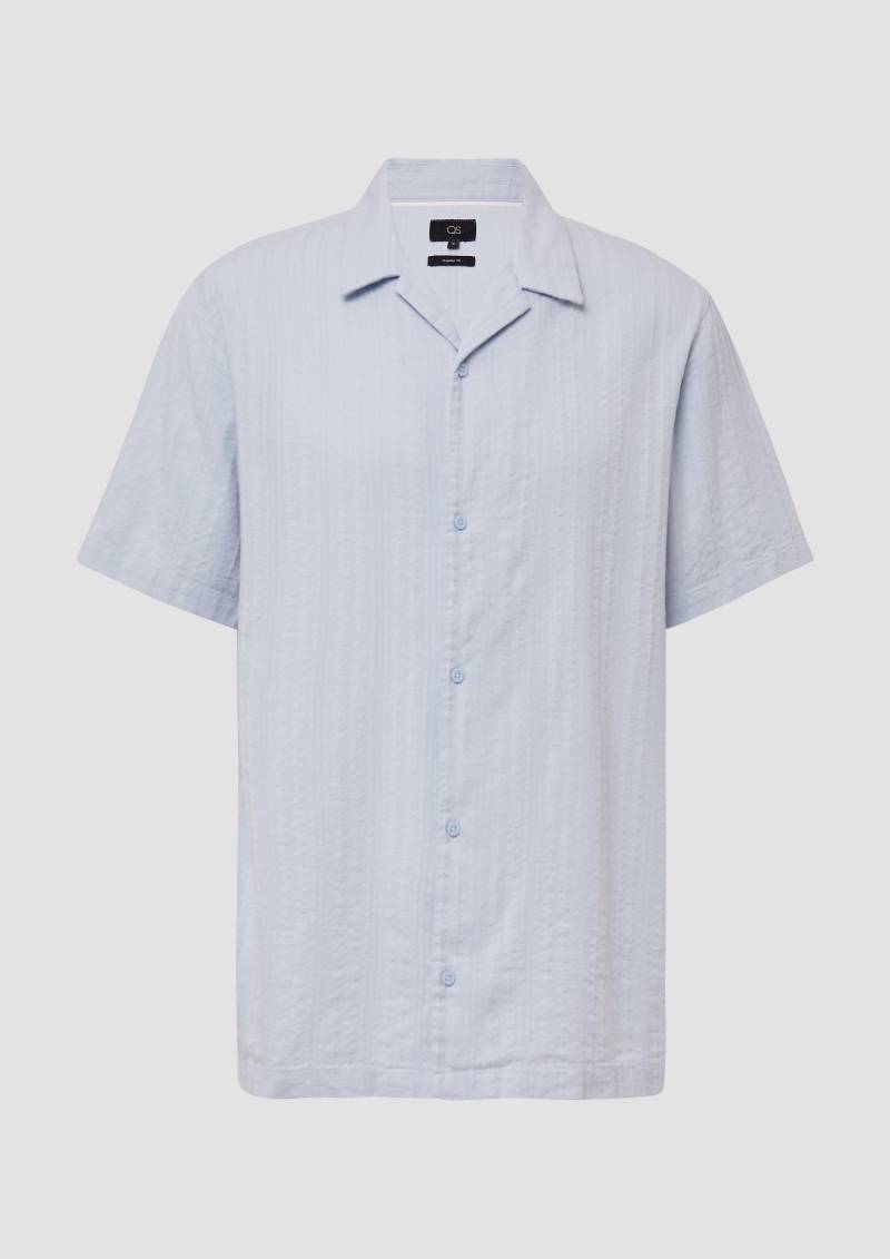 QS - Resorthemd in strukturierter Ware mit Seersucker-Effekt, Herren, blau von QS