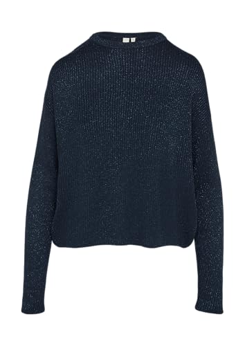 QS Ripppulli mit leichtem Glitzereffekt und überschnittenen Schultern tiefblau XXL von QS