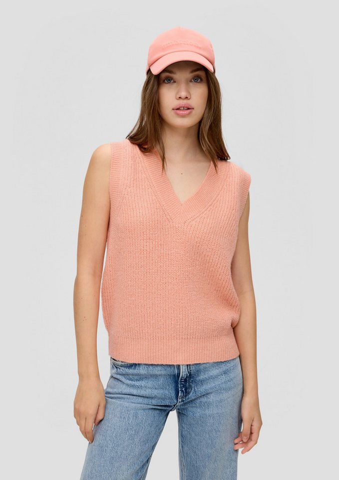 QS Rundhalspullover Strickpullunder Strickpullunder mit V-Neck (1-tlg) von QS