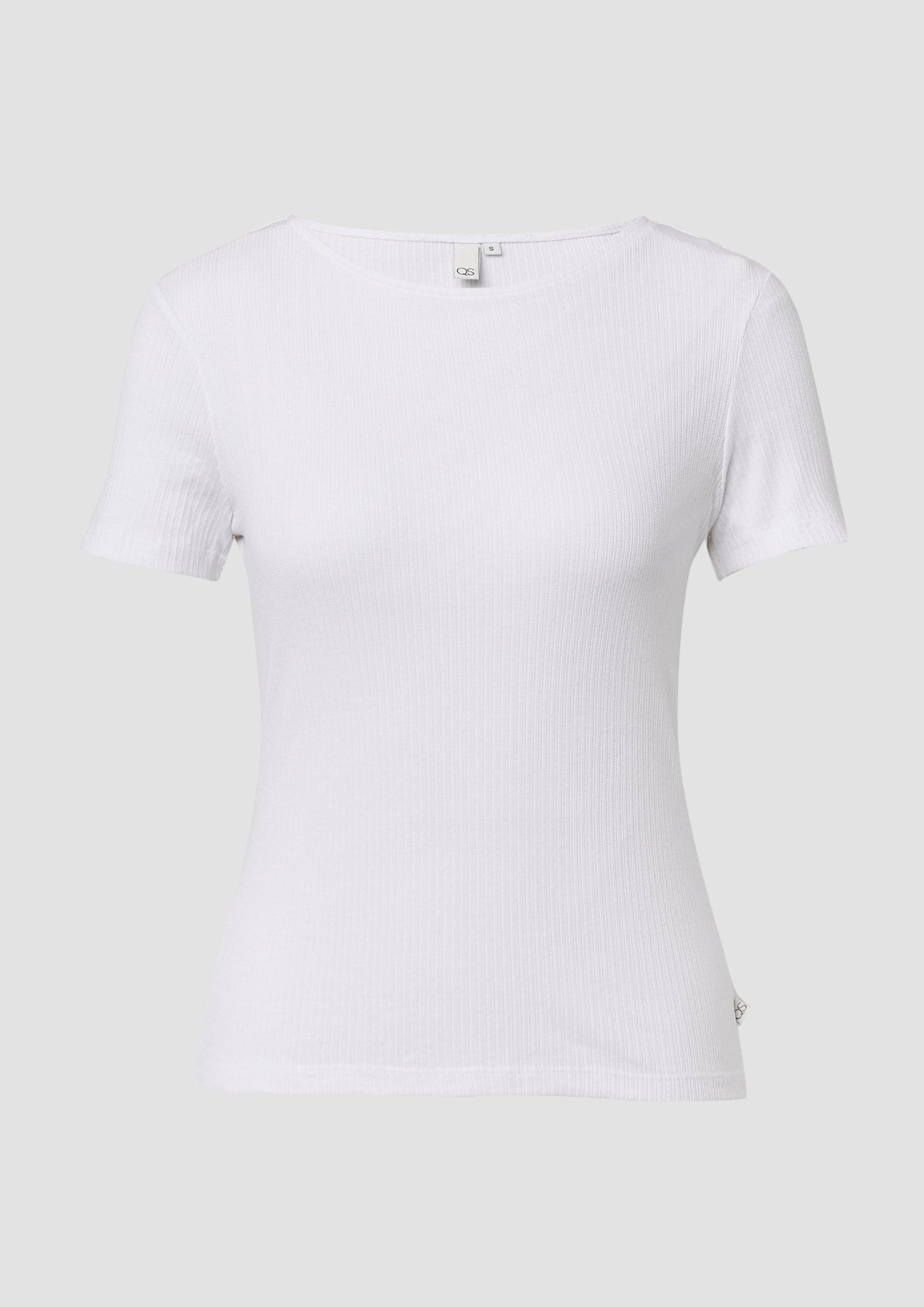 QS - Schmal geschnittenes Shirt mit Ajourmuster, Damen, weiß von QS