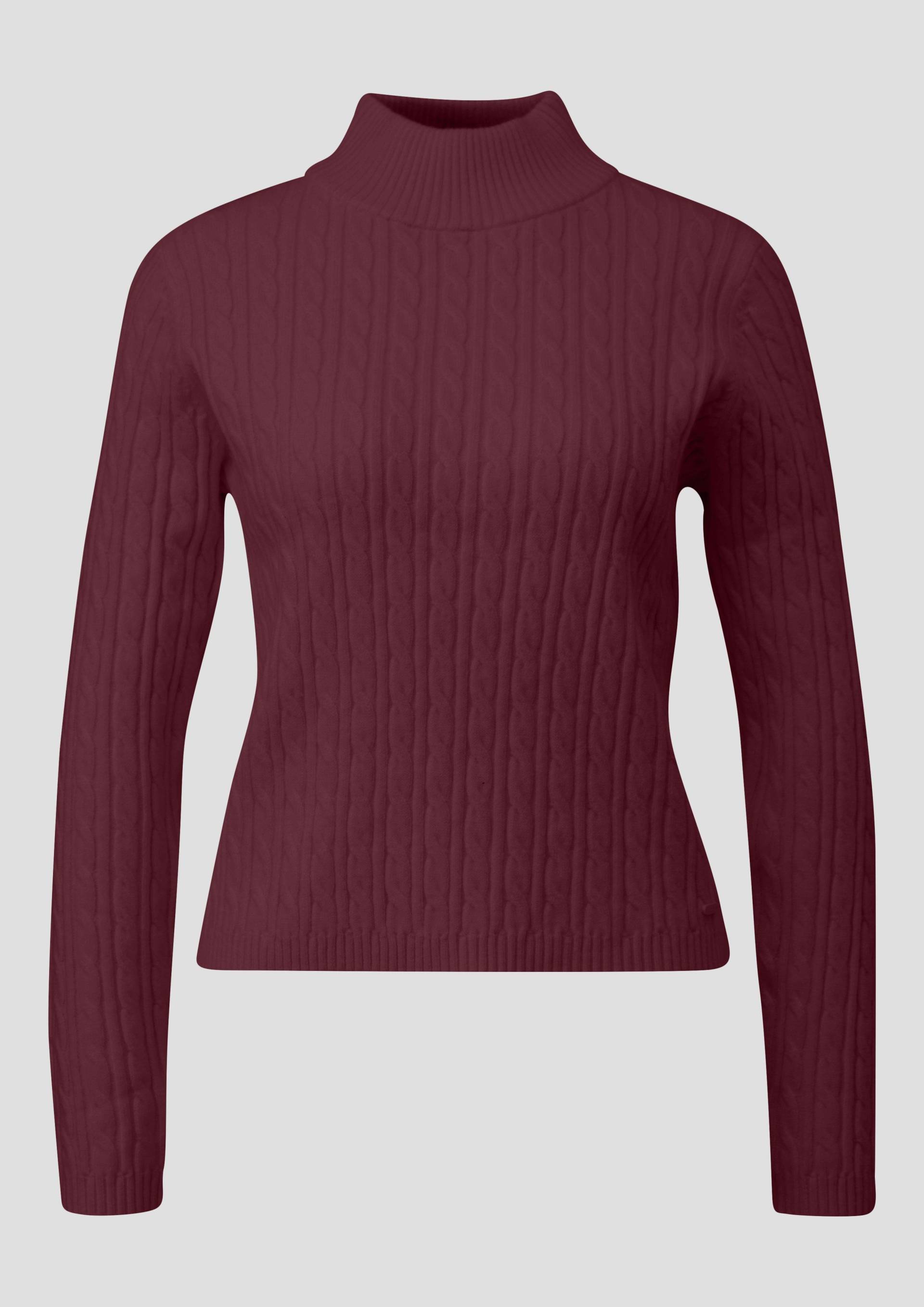 QS - Pullover mit Zopfmuster, Damen, rot von QS
