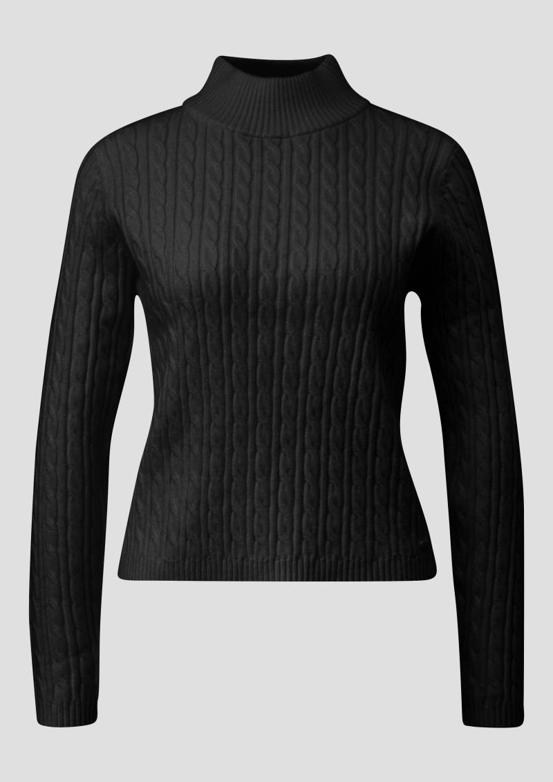 QS - Pullover mit Zopfmuster, Damen, schwarz von QS