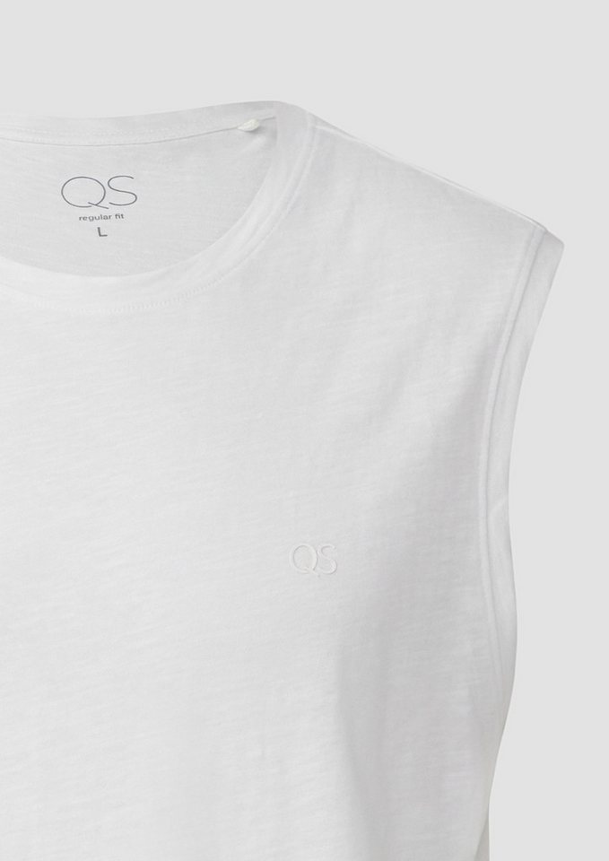 QS Shirttop Tanktop mit Flammgarnstruktur und Logoprint von QS