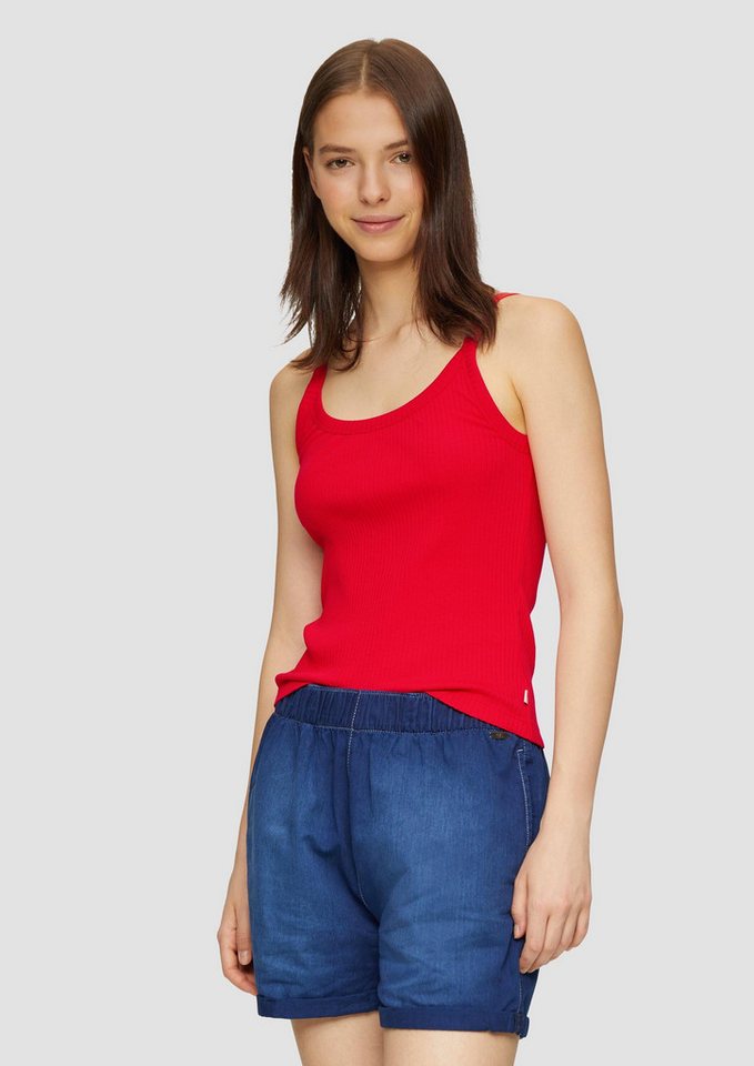 QS Muskelshirt T-Shirt Verkürztes Slim-Fit-Top mit Rippstruktur (1-tlg) von QS