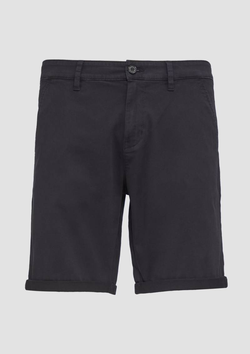 QS - Chino-Shorts John aus Baumwollstretch mit fixiertem Turn-up, Herren, blau von QS