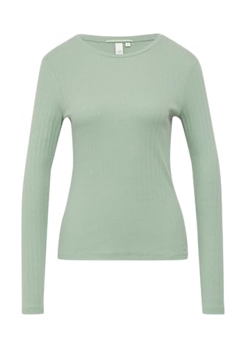 QS Slim Fit Langarmshirt mit Ajourmuster salbeigrün XL von QS